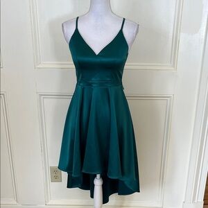 Sequin Hearts Green High Low Dress